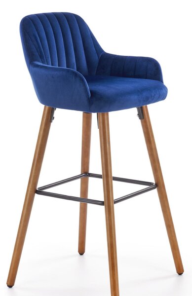Barová židle GLAMOUR - modrá/ořech