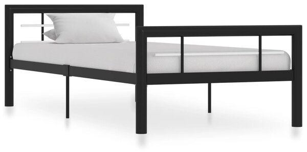 Rám postele černý a bílý kov 90 x 200 cm
