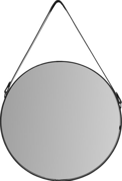 Kulaté zrcadlo na pásku LOFT 65 cm - černé