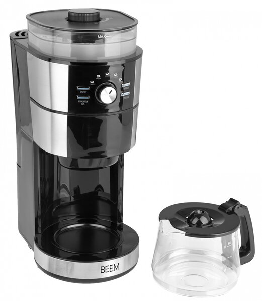 Kávovar BEEM Fresh Aroma Intense / 900 W / mlýnek na kávu / skleněná konvice - černá/stříbrná