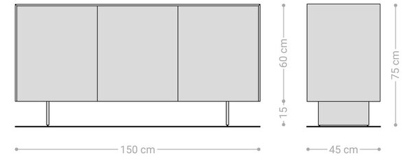 DELIFE Komoda Cuor 150 cm keramika Emperador Extra Lucidato tmavě hnědá 3 dvířka podnož závěsná kov černá