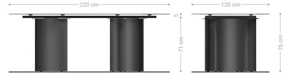 DELIFE Jídelní stůl Edge oválný 220x120 keramika Minas melange bílá béžová Troa kov efektová úprava titan