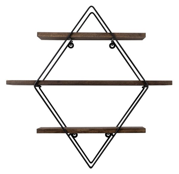 Kalune Design Nástěnná police ERYSIMUM ořech americký/černá
