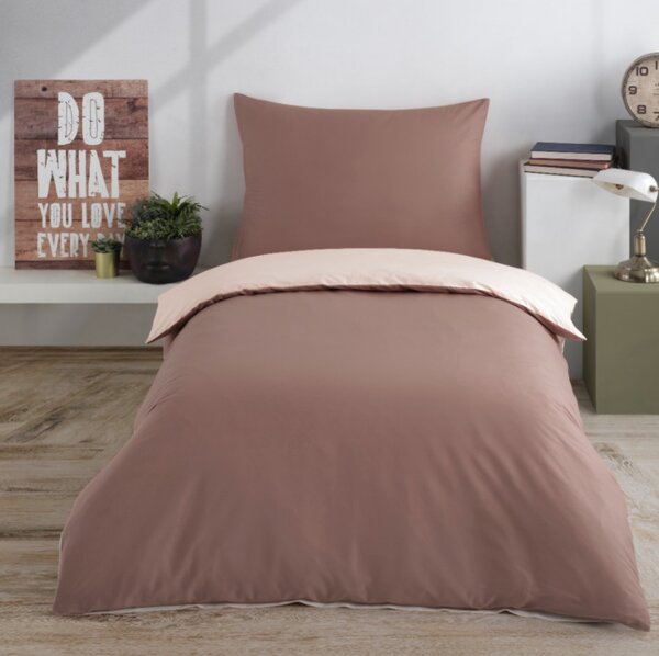 Jednobarevné povlečení bavlněné Charming hnědo-krémové EMI, Standardní set jednolůžko obsahuje 1x 140x200 + 1x 70x90