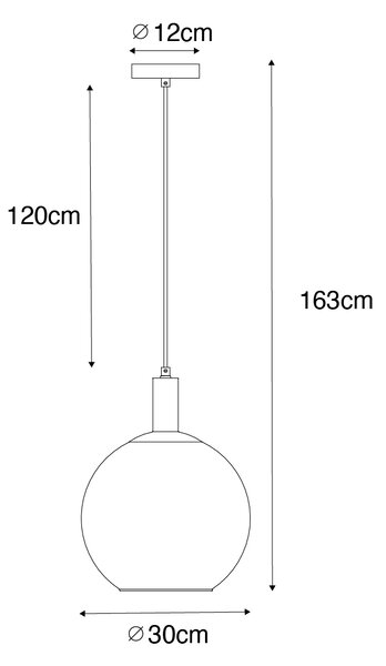 Designové závěsné svítidlo černé se zlatým sklem - Bert
