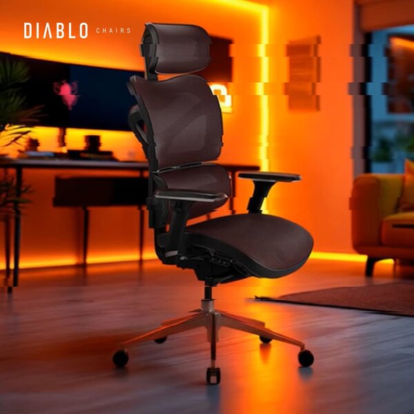Kancelářská ergonomická židle Diablo V-Commander: Černo-Černý