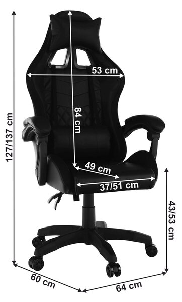 Kancelářské / herní křeslo s RGB LED podsvícením, černá, MAFIRO
