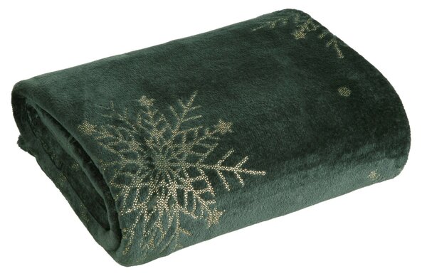 VÁNOČNÍ FLANELOVÁ DEKA SNOW GOLD 150X200 CM VZOROVANÁ