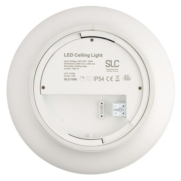 SLC stropní LED svítidlo Pluto 250 mm bílé 1090lm 3000K stmívatelné IP54 opál
