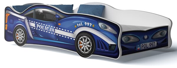 Dětská postel auto JOSHUA 160x80 cm - modrá (11)