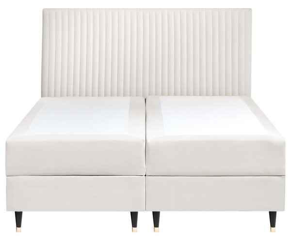 Kontinentální postel s úložným prostorem Umělý samet DAME 160 x 200 cm Krémově bílá