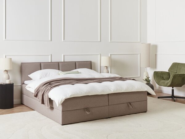 Kontinentální postel s úložným prostorem Tkanina BARONET 180 x 200 cm Taupe