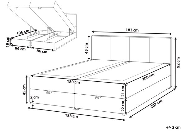 Kontinentální postel s úložným prostorem Tkanina BARONET 180 x 200 cm Taupe