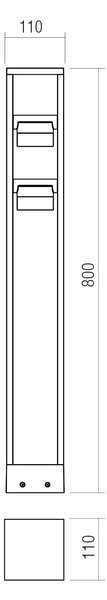 Redo Venkovní LED sloupek XROCK POLE 2x10W, v. 80 cm, IP65, 24V Barva: Rezavá hnědá, Barva světla: 2700K