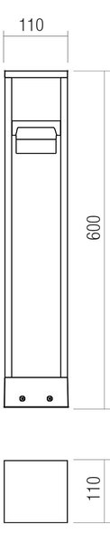 Redo Venkovní LED sloupek XROCK POLE 10W, v. 60 cm, IP65, 24V Barva: Rezavá hnědá, Barva světla: 2700K