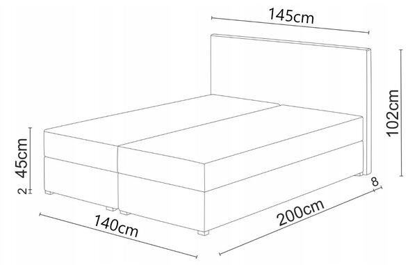 Boxspring postel 140x200 cm Waller (tmavě modrá) (s roštem a matrací)