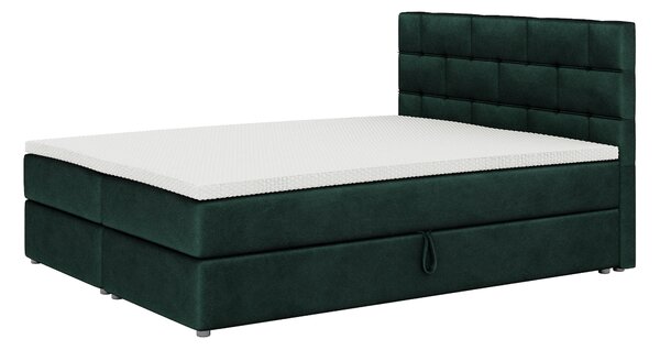 Boxspring postel 140x200 cm Waller (tmavě zelená) (s roštem a matrací)