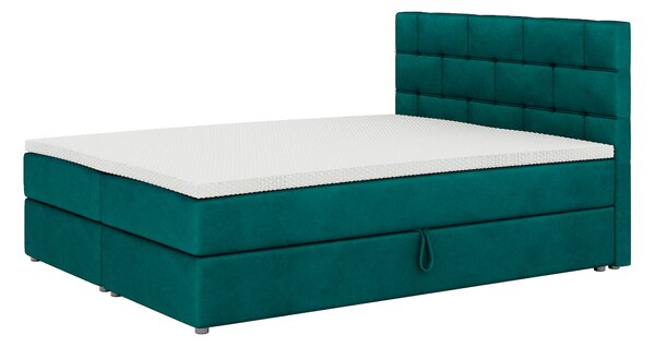 Boxspring postel 140x200 cm Waller (tmavě zelená) (s roštem a matrací)