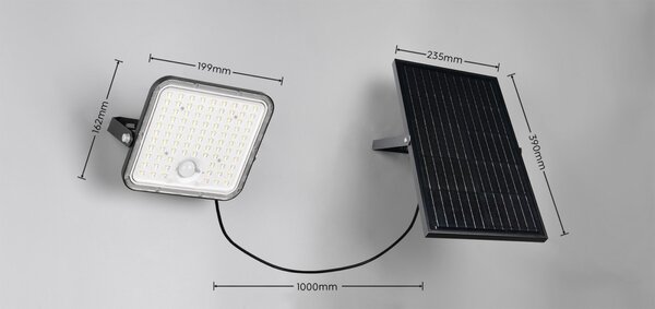 Trio TR22189132 LED solární venkovní nástěnné svítidlo ACORA | 18W integrovaný LED zdroj | 2600lm | 4000K