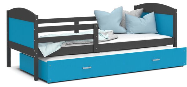 Dětská postel s přistýlkou MATTEO 2 - 190x80 cm - modro-šedá