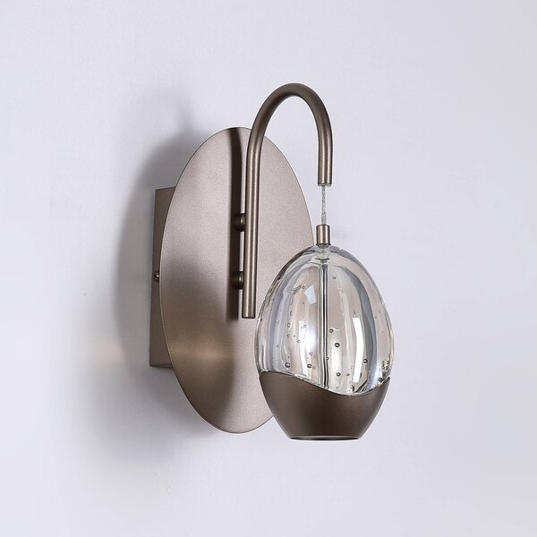 Searchlight LED nástěnné světlo Seeds, krémová barva, šířka 11 cm, sklo/kov, stmívatelný, Krémová / jantar, Obývací pokoj / jídelna, Sklo