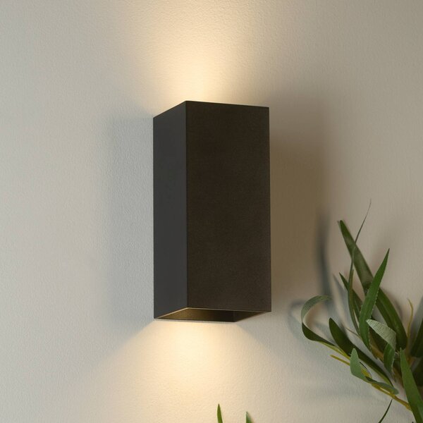 Searchlight Nástěnné světlo London Square, černá, výška 15 cm, kov, 2 žárovky., stmívatelný, Černá, Obývací pokoj / jídelna, Hliník, Moderní