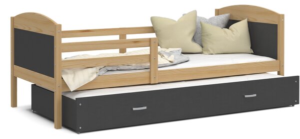 Dětská postel s přistýlkou MATTEO 2 - 200x90 cm - šedá/borovice