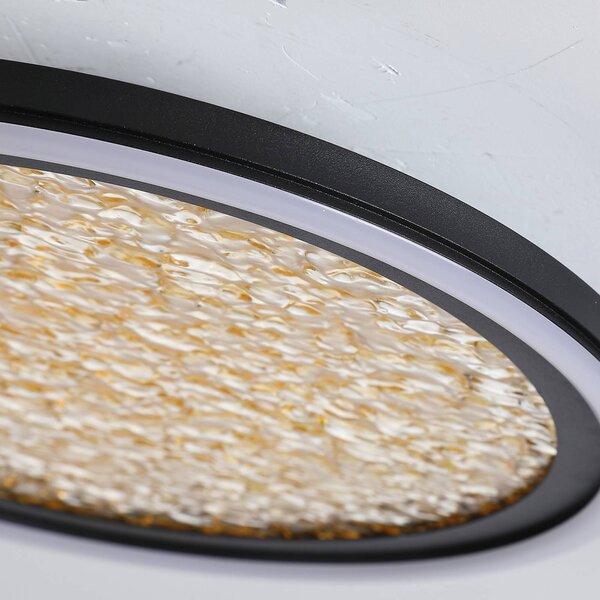 Searchlight LED stropní svítidlo Luna, Ø 30 cm, černá/zlatá, kov, stmívatelný, Černá, Obývací pokoj / jídelna, kov