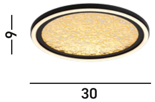 Searchlight LED stropní svítidlo Luna, Ø 30 cm, černá/zlatá, kov, stmívatelný, Černá, Obývací pokoj / jídelna, kov