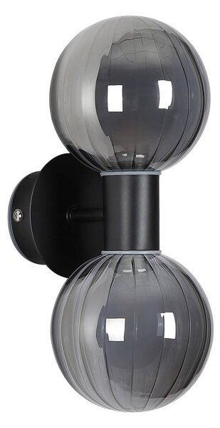 Searchlight Koupelnové světlo nástěnné Lumisphere, černá/kouřově šedá, výška 28 cm, 2, stmívatelný, Černá, Koupelna, Sklo
