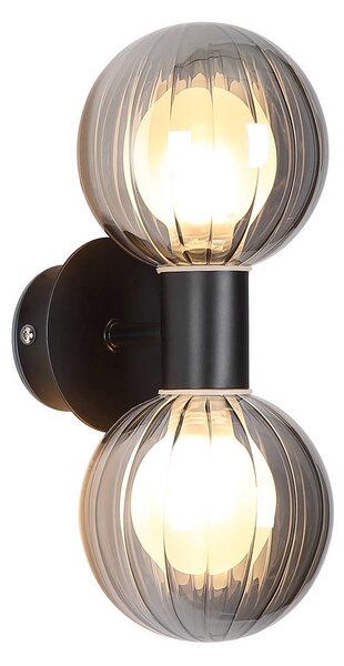 Searchlight Koupelnové světlo nástěnné Lumisphere, černá/kouřově šedá, výška 28 cm, 2, stmívatelný, Černá, Koupelna, Sklo