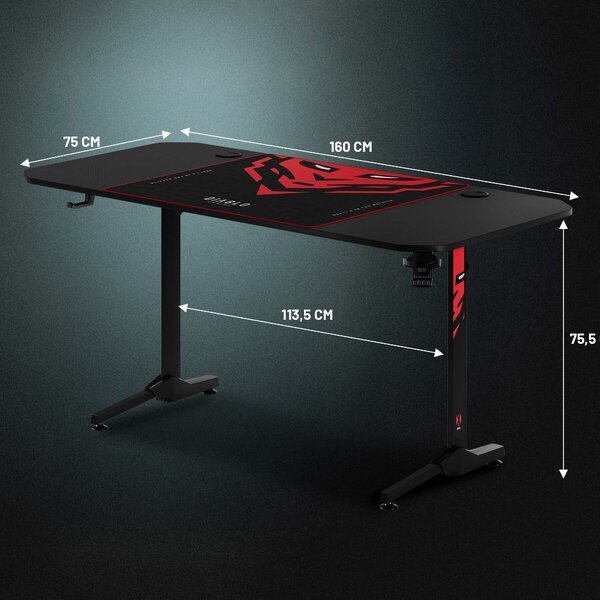 Velký herní stůl Diablo X-Mate 1600 černý