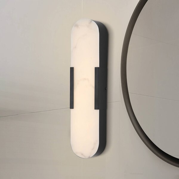 Searchlight LED koupelnové světlo nástěnné Opaline, výška 50 cm, černá, kov/pryskyřice, stmívatelný, Černá, Koupelna, kov