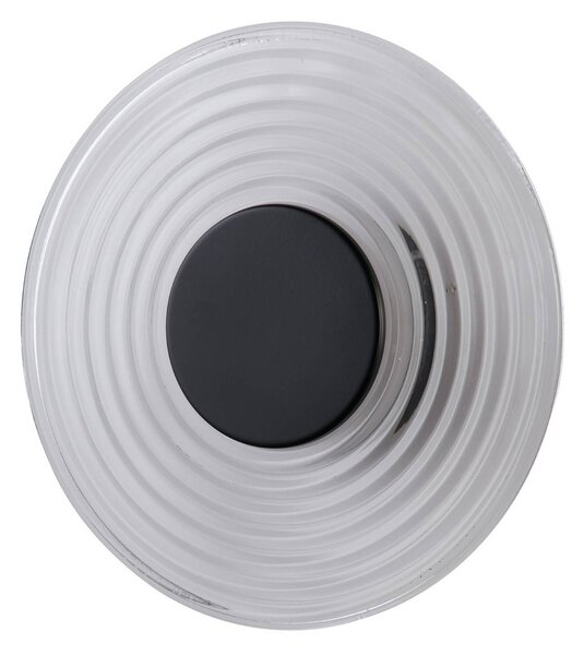 Searchlight LED nástěnné světlo Cleo, transparentní/matná černá, Ø 30 cm, sklo, stmívatelný, Čirá / transparetní, Obývací pokoj / jídelna, Sklo, Moderní