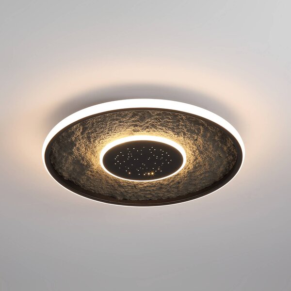 Searchlight LED stropní svítidlo Lumadisc, efekt hvězd, černé, Ø 41 cm, stmívatelný, Černá, Obývací pokoj / jídelna, kov, Moderní