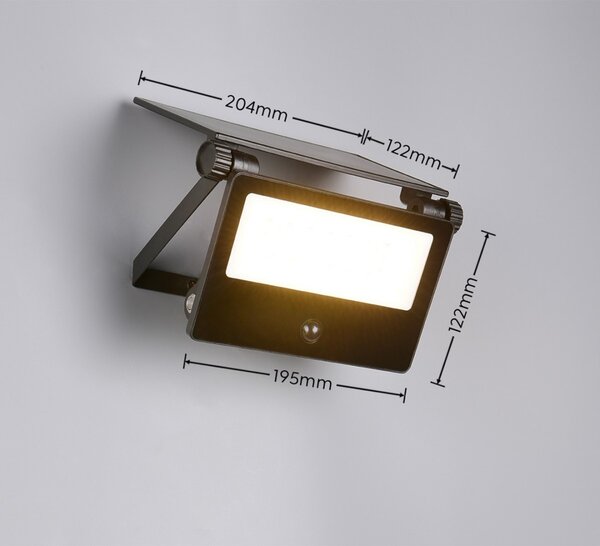 Trio TR22106132 LED solární venkovní nástěnné svítidlo MOURA | 18W integrovaný LED zdroj | 2150lm | 3000+4000+6000K