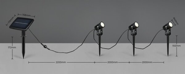Trio TR83256332 LED solární venkovní zapichovací svítidlo OBIDOS | 0,5W integrovaný LED zdroj | 3x35lm | 4000K