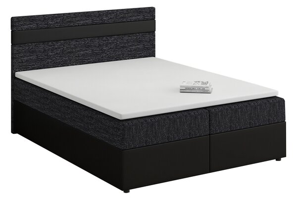Manželská postel Boxspring 160x200 cm Mimosa (s roštem a matrací) (černá + černá). 1007810