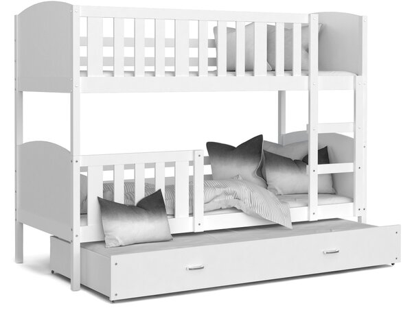 Dětská patrová postel s přistýlkou TAMI Q - 190x80 cm - bílá