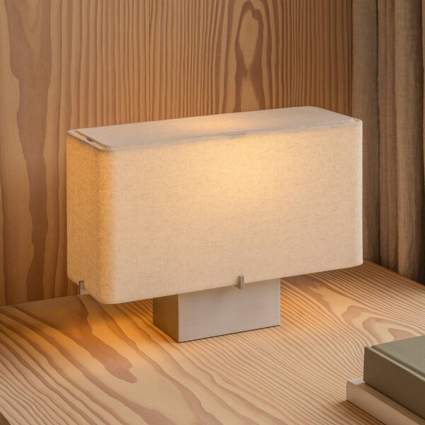 Audo Copenhagen Stolní lampa Nonna hliník/písková barva výška 24 cm kov/látka, Krémová / jantar, Obývací pokoj / jídelna, Textil / tkanina / hedvábí, Design