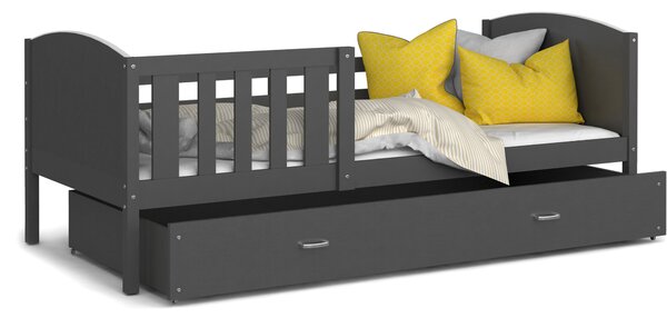 Dětská postel se šuplíkem TAMI R - 160x80 cm - šedá
