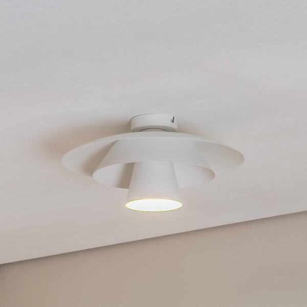 Luminex Stropní světlo Plato, bílé, kov, Ø 38 cm, E27, stmívatelný, Bílá / opál, Obývací pokoj / jídelna, kov, Moderní