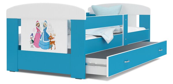 Dětská postel se šuplíkem PHILIP - 140x80 cm - modro-bílá/Frozen