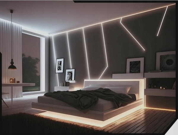 BERGE LED hliníkový profil zapuštěný 2m černý - sada