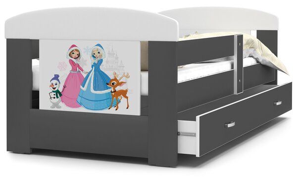 Dětská postel se šuplíkem PHILIP - 160x80 cm - šedá/Frozen