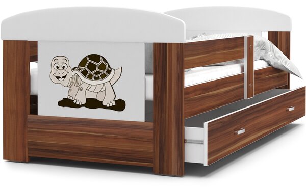 Dětská postel se šuplíkem PHILIP - 140x80 cm - havana/želvička