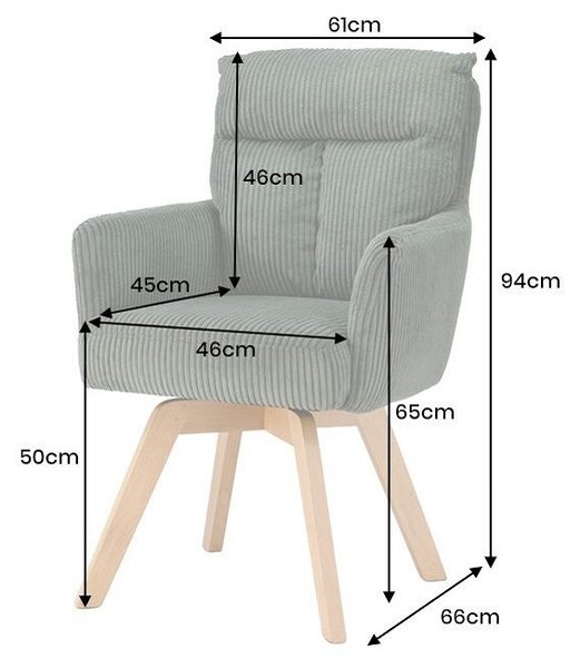 Designová otočná židle Maddison zelený manšestr