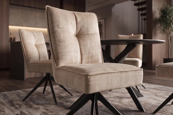Designová otočná židle Narayan béžový samet