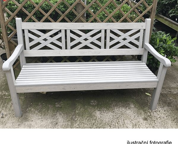 KONDELA Dřevěná zahradní lavička, šedá, 150 cm, FABLA
