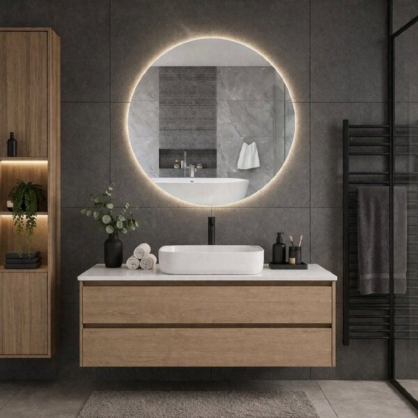 Kulaté LED zrcadlo SARA 60 cm s podsvícením a funkcí Anti-Fog